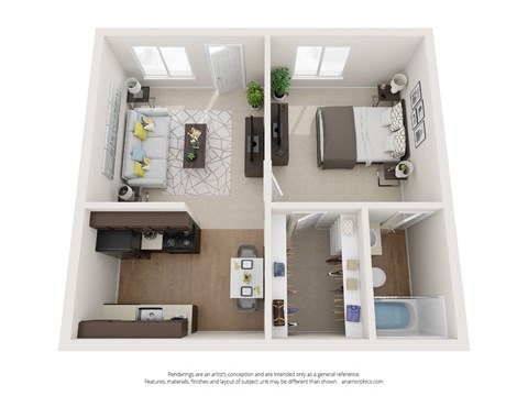 1 Bed 1 Bath Floor Plan at The Vintage Apartments, Arizona